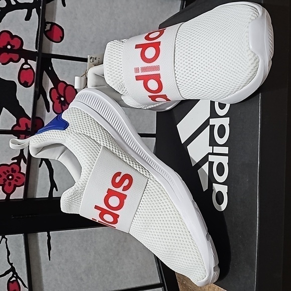 Adidas Lite Racer White Red Shoes Size 9‎ NWB - Picture 1 of 10